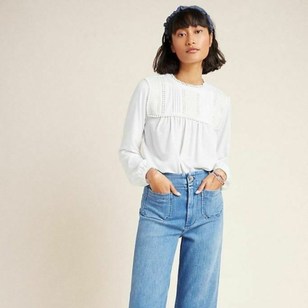 Anthropologie MARA EMBROIDERED LACE TOP